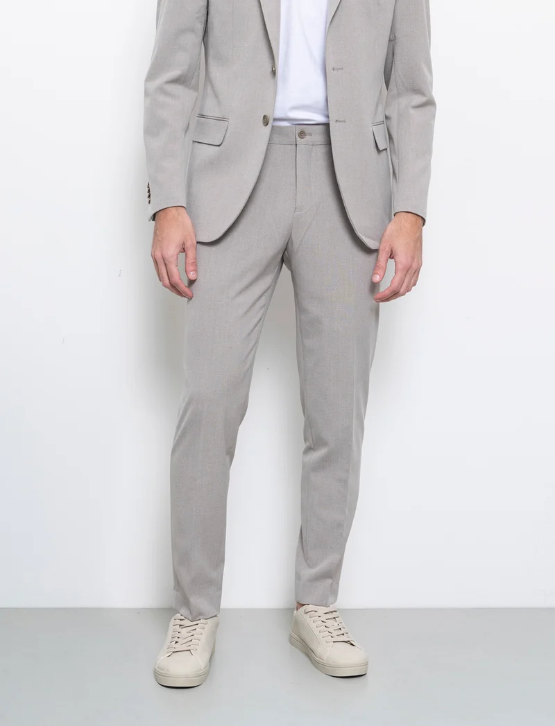 Pantaloni da completo effetto fil a fil da uomo - Grigio tortora