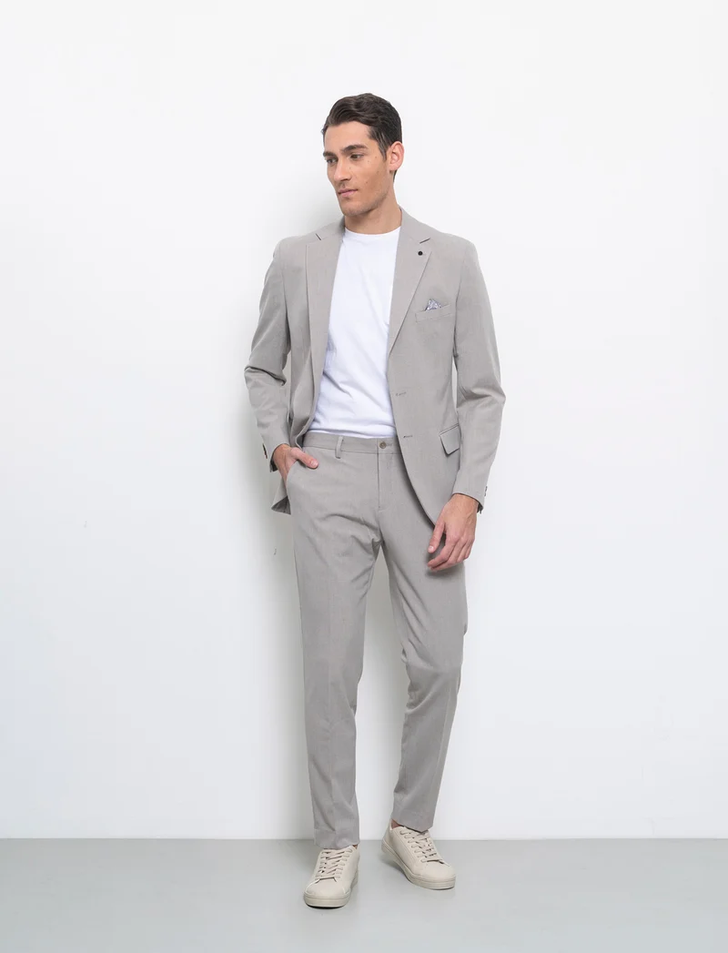 Pantaloni da completo effetto fil a fil da uomo - Grigio tortora