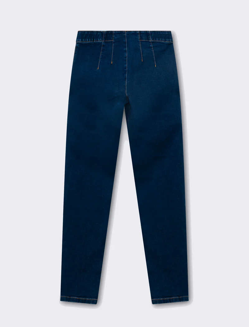 Skinny jeans con elastico in vita da donna - DENIM SCURO