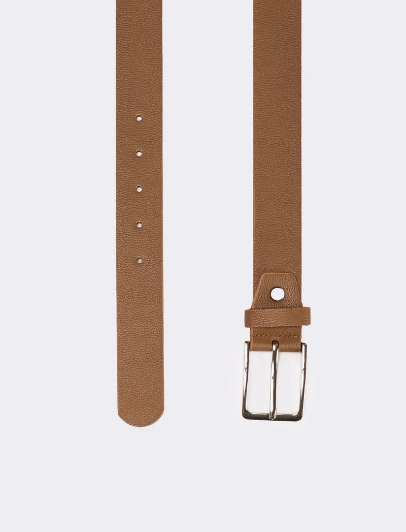 Cintura uomo liscia fibbia 3,5 cm - Grigio