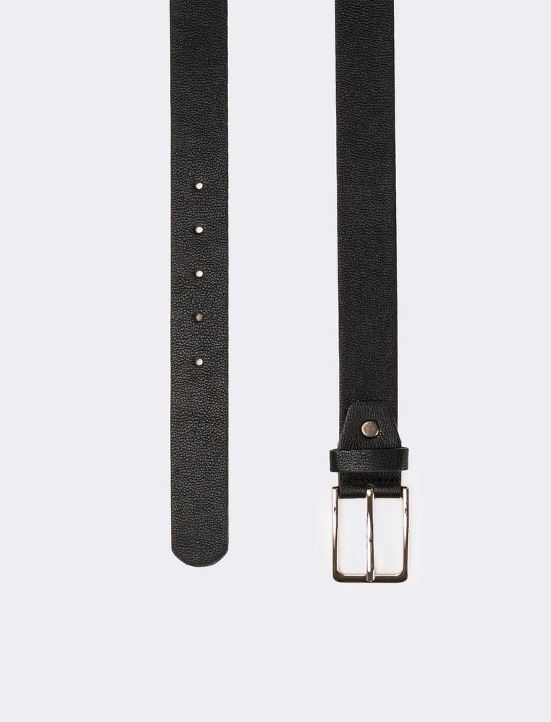 Cintura uomo liscia fibbia 3,5 cm - Nero