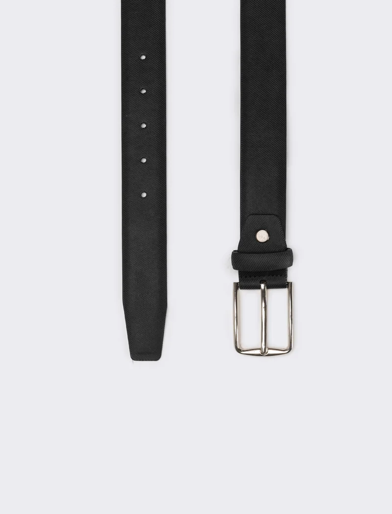 Cintura uomo tessuto mat fibbia cm 3,5 - Nero