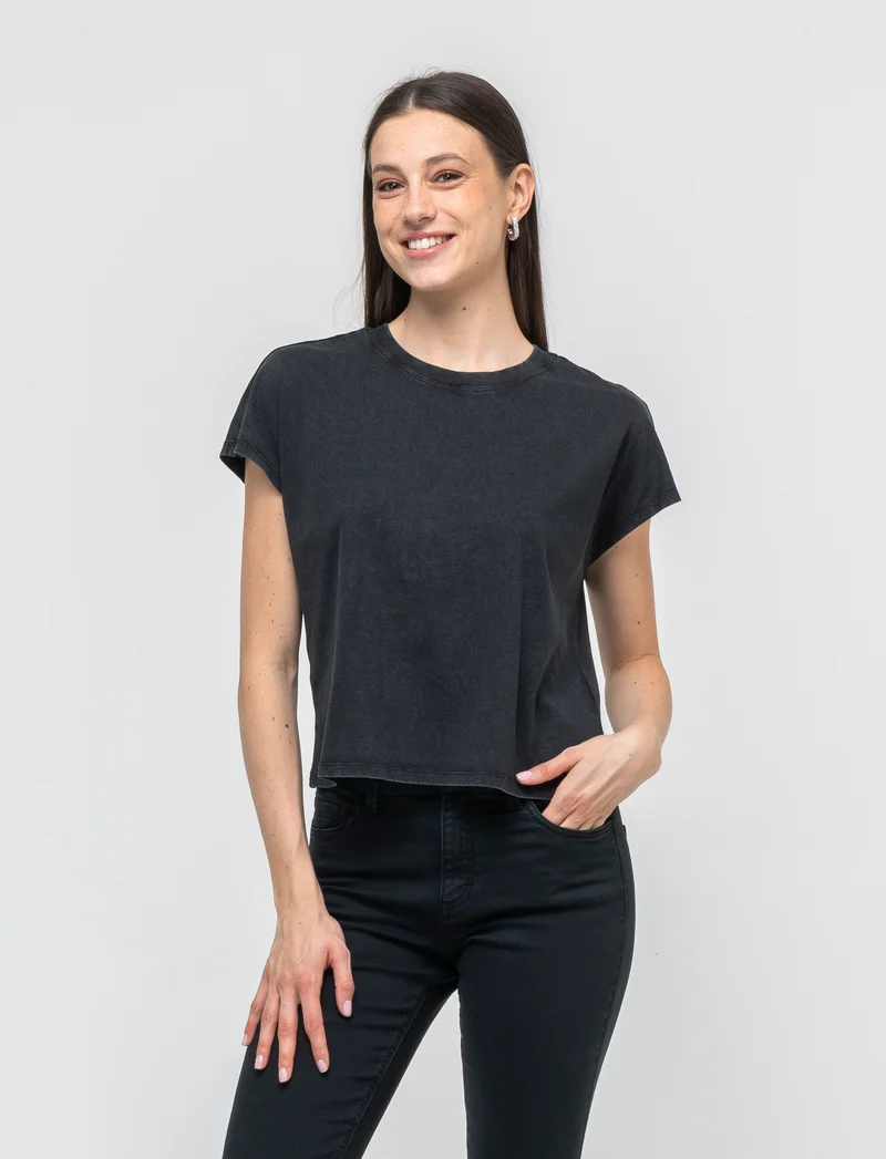 T- shirt mezza manica in jersey da donna - Grigio antracite