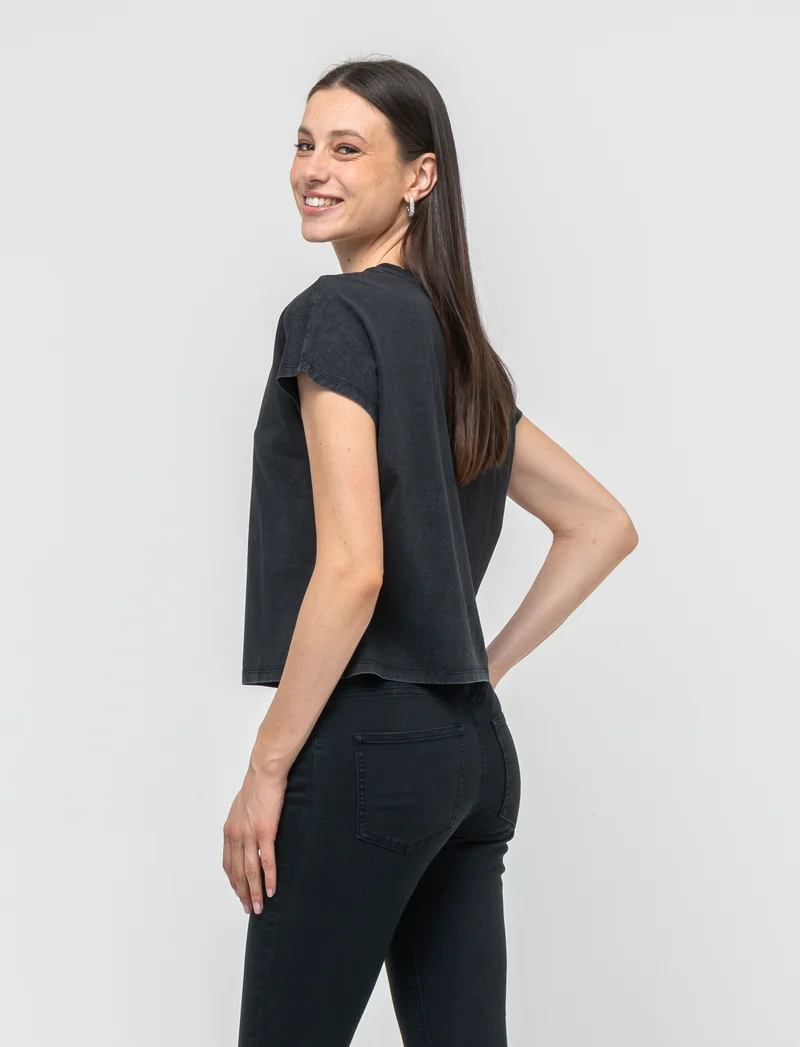 T- shirt mezza manica in jersey da donna - Grigio antracite