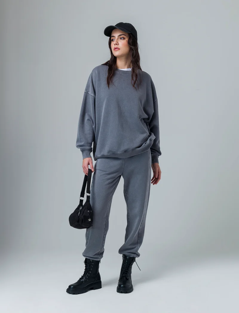 Jogger in felpa con vita elasticizzata da donna - Grigio piombo