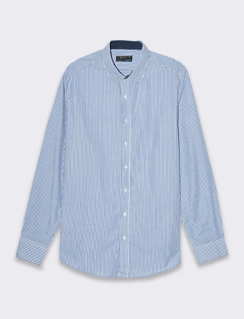 Camicia regular fit easy iron unita ed a fantasia da uomo - Bluette