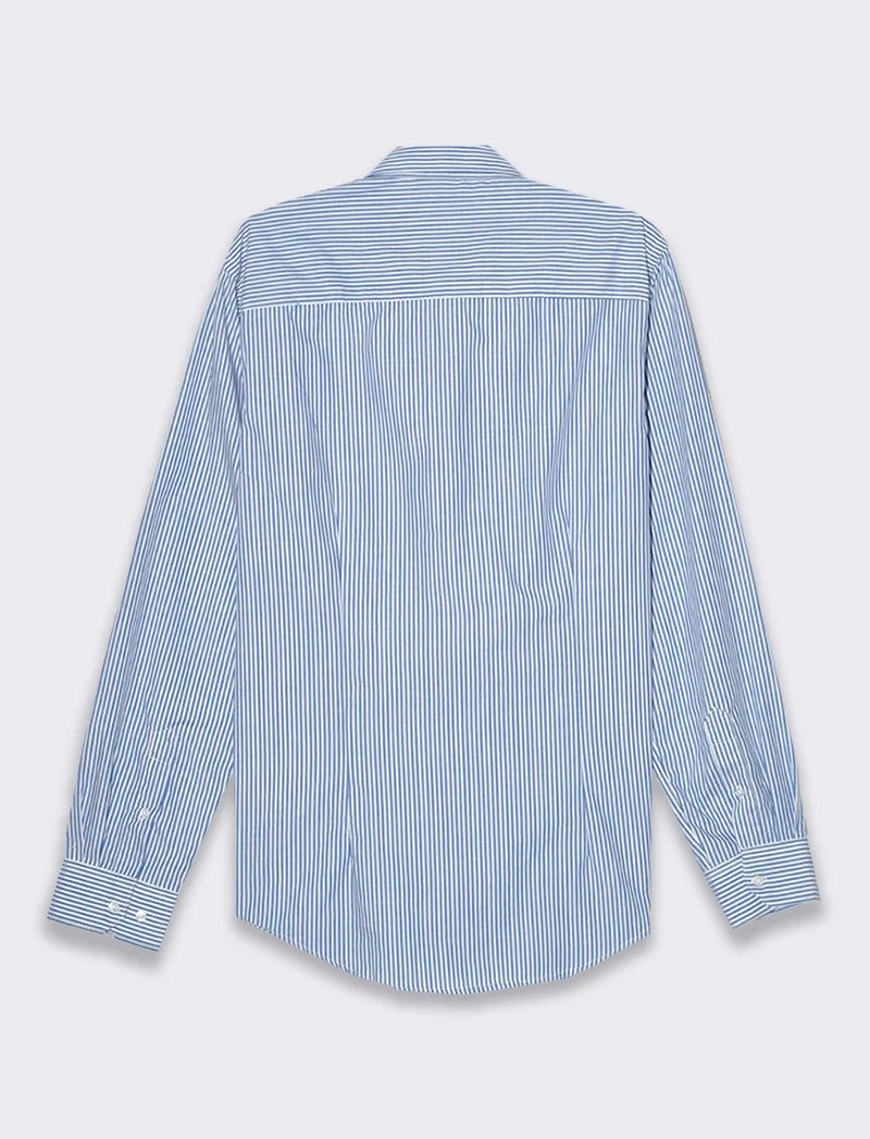 Camicia regular fit easy iron unita ed a fantasia da uomo - Bluette