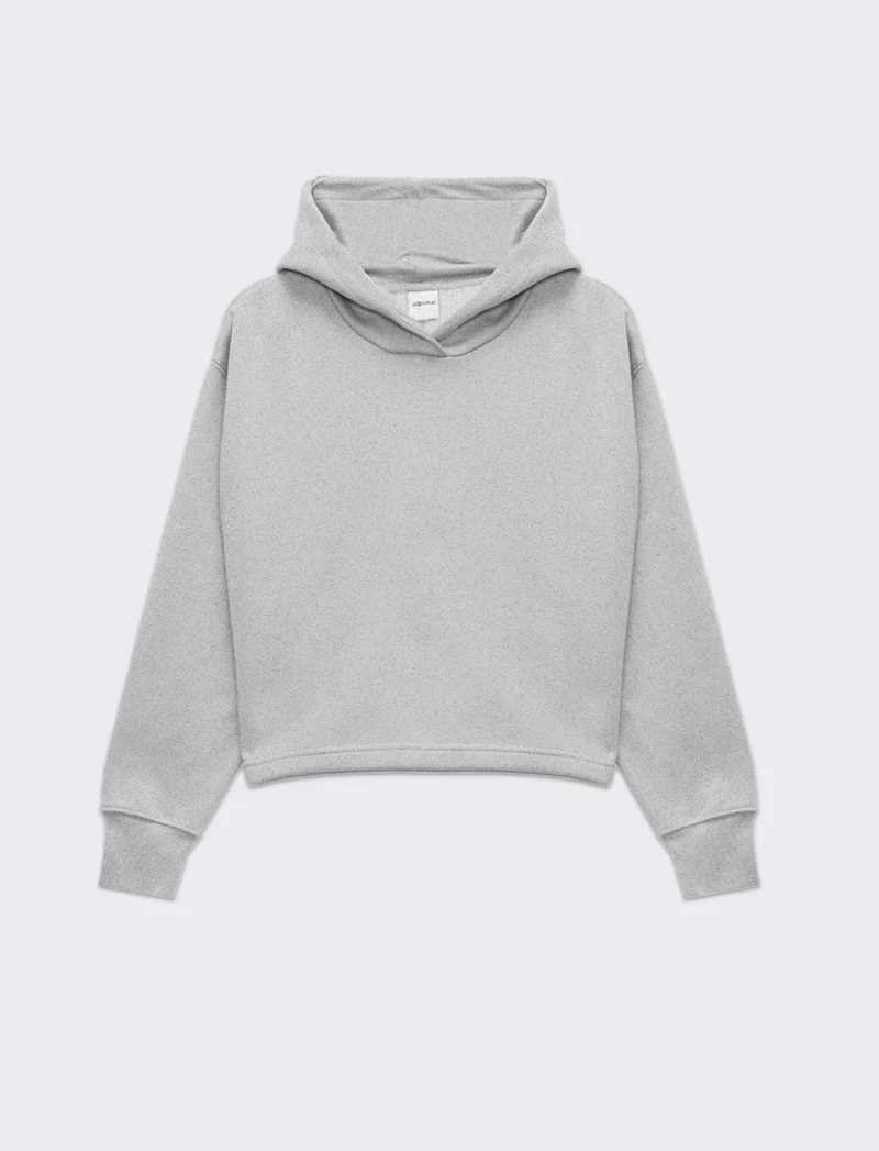 Felpa crop con cappuccio da donna - Grigio chiaro