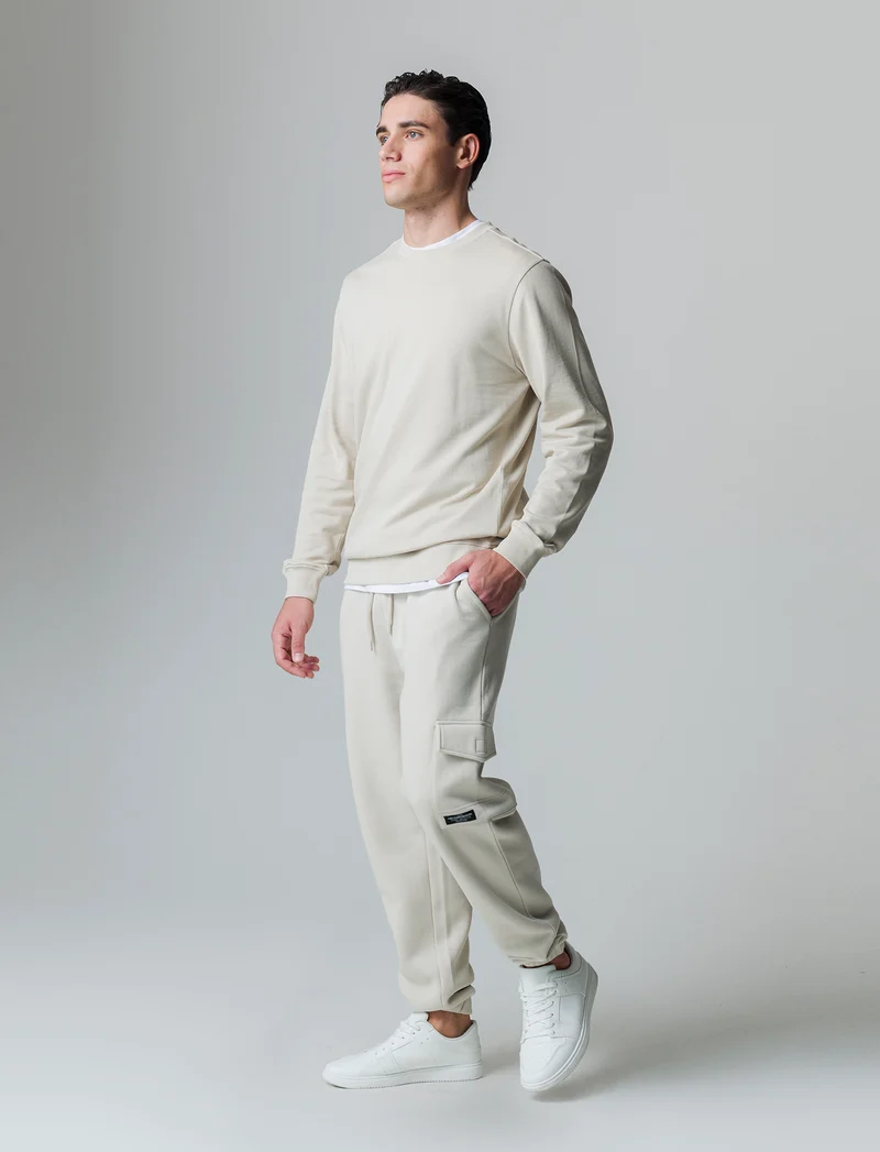 Pantaloni in felpa con tasconi da uomo - Grigio ghiaccio