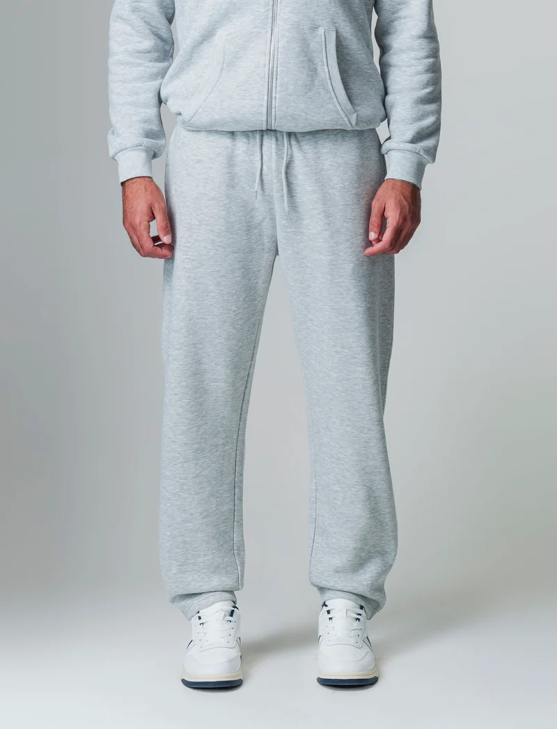 Pantaloni straight in felpa con vita jogger da uomo - Grigio mel.