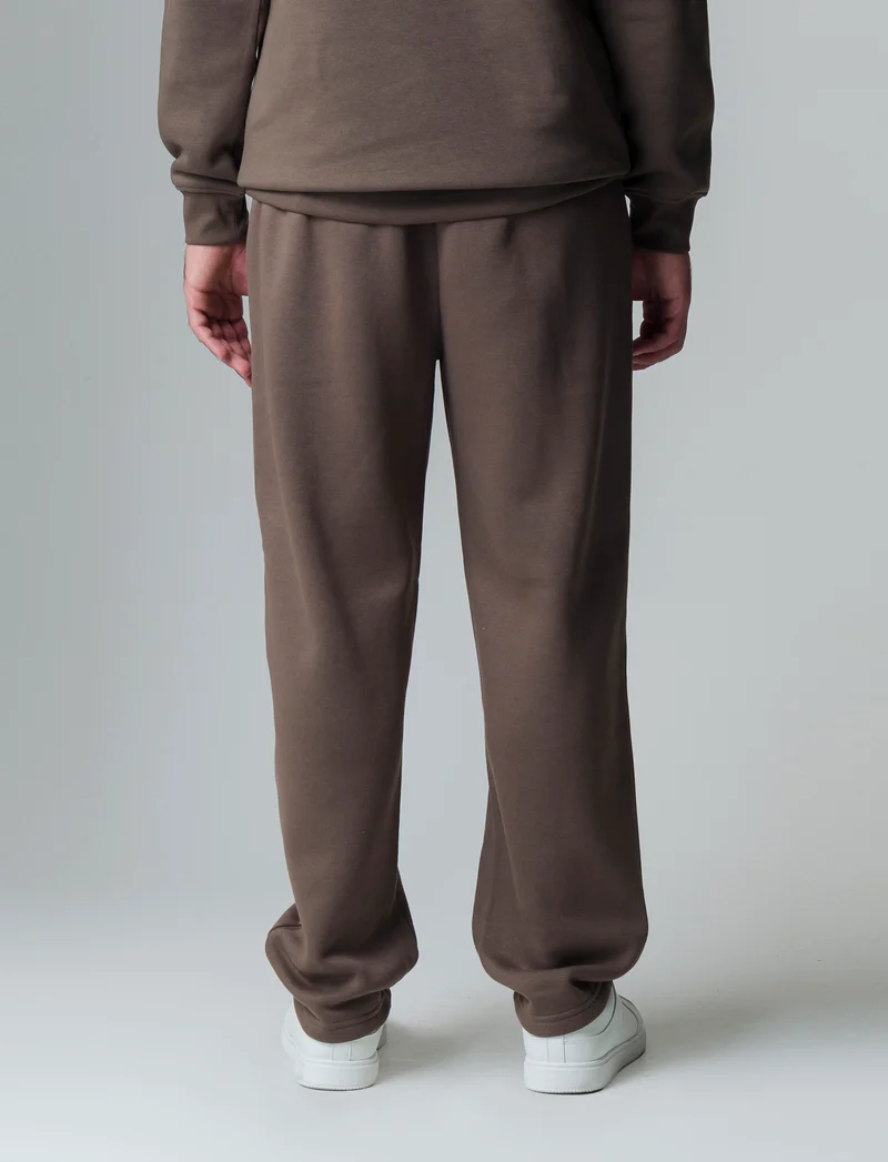 Pantaloni straight in felpa con vita jogger da uomo - Grigio fango