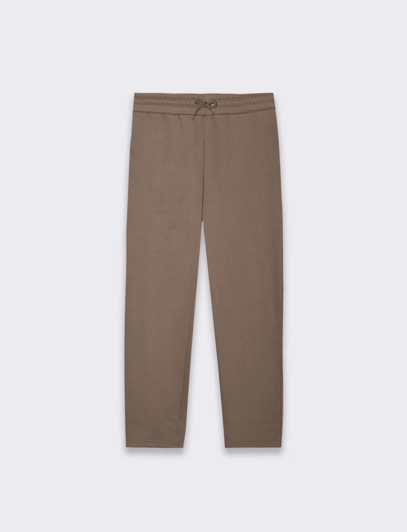 Pantaloni straight in felpa con vita jogger da uomo - Grigio fango